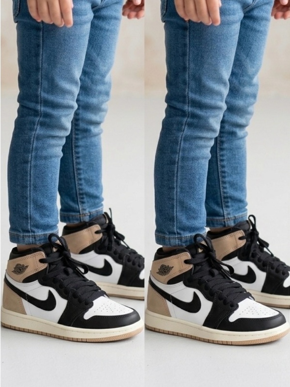 NWOT Air Jordan Kids High-Top Sneakers - White/Black/Tan